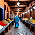 모로코에서 가이드 투어 장점 - Marrakech Souk with Guide**

"A bustling Marrakech souk scene, a fully clothed tourist with a local ...