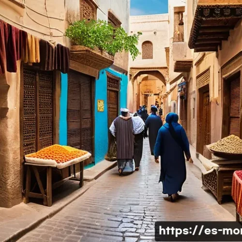 모로코에서 가장 오래된 도시 - **Prompt: "A vibrant, intricate street scene within the ancient Fez el-Bali medina in Morocco. The n...