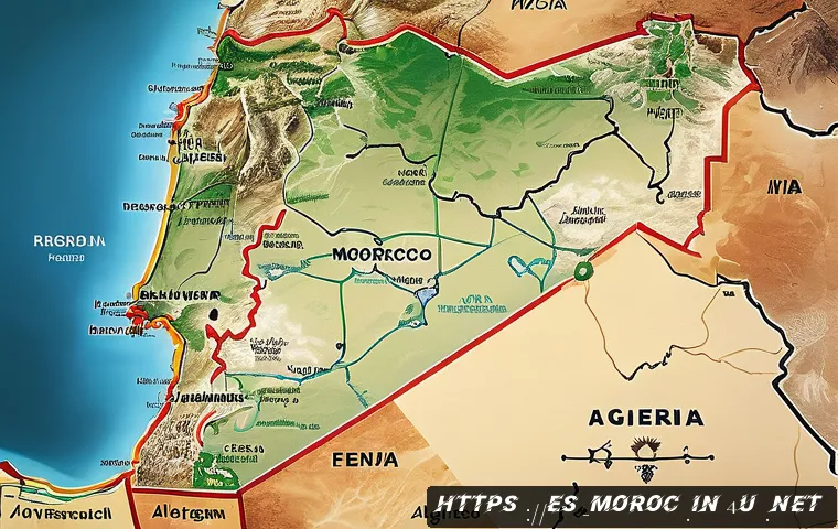 모로코와 알제리 갈등 - A detailed map-style illustration showing the Maghreb region highlighting the closed border between ...